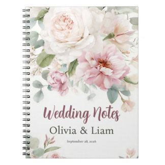 Blush Pink Floral Personalized Wedding Planner Notizblock