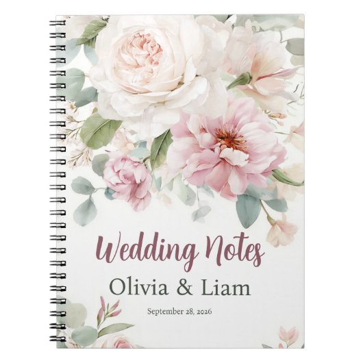 Blush Pink Floral Personalized Wedding Planner Notizblock (Vorderseite)