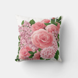 Blush Pink Floral Pillow | Throw Pillow 16x16 Inch Kissen