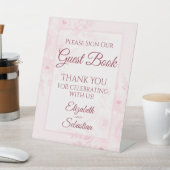 Blush Pink Floral Please Sign Our Guestbook Sign Sockelschild (In SItu)
