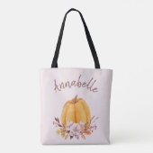 Blush Pink Floral Pumpen Herbst Name Tasche (Rückseite)