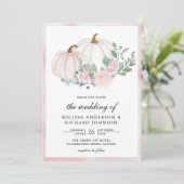 Blush Pink Floral Pumpkin All in One Wedding Einladung (Stehend Vorderseite)