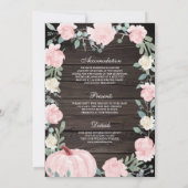 Blush Pink Floral Pumpkin All in One Wood Wedding Einladung (Rückseite)