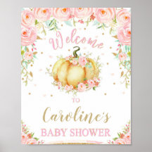 Blush Pink Floral Pumpkin Baby Dusche Begrüßungsze