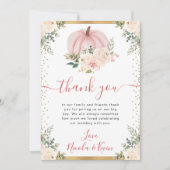 Blush Pink Floral Pumpkin Hochzeit im Herbst Dankeskarte (Vorderseite)