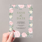Blush Pink Floral Pumpkin Hochzeit Save the Date Acryleinladungen (Insitu (Handheld))
