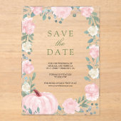 Blush Pink Floral Pumpkin Hochzeit Save the Date Acryleinladungen (Vorderseite)