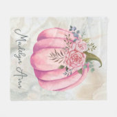 Blush Pink Floral Pumpkin Name Girls Room Fleecedecke (Vorderseite (Horizontal))
