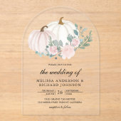 Blush Pink Floral Pumpkin Wedding Acryleinladungen (Vorderseite)