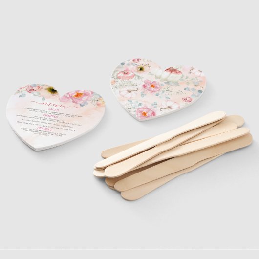 Blush Pink Floral Pumpkins Fall Party Menü Fächer (Non-assembled)