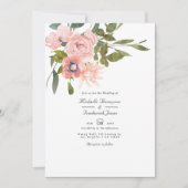 Blush Pink Floral QR Code UAWG Wedding Einladung (Vorderseite)