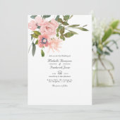 Blush Pink Floral QR Code UAWG Wedding Einladung (Stehend Vorderseite)