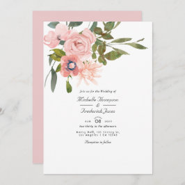 Blush Pink Floral QR Code UAWG Wedding Einladung