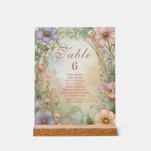 Blush Pink Floral Quinceanera Celebration Acrylschild (Vorderseite)
