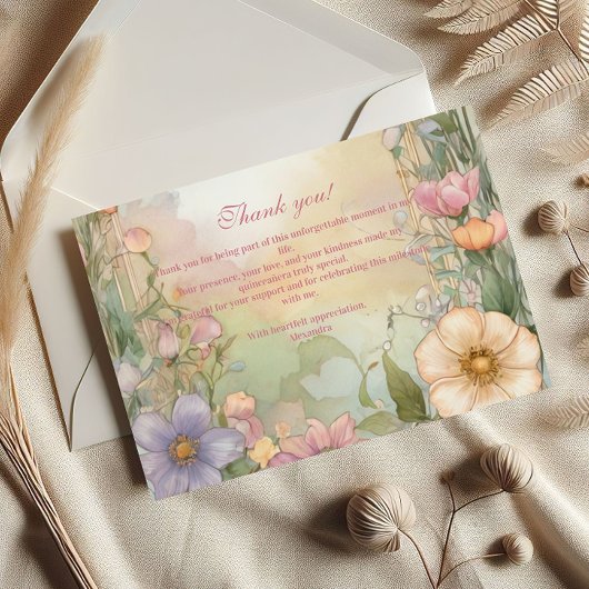 Blush Pink Floral Quinceanera Celebration Postkarte