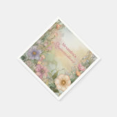 Blush Pink Floral Quinceanera Celebration Serviette (Ecke)