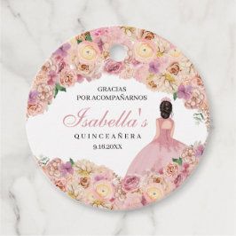 Blush Pink Floral Quinceanera Circle Fevor Tags Geschenkanhänger
