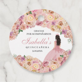 Blush Pink Floral Quinceanera Circle Fevor Tags Geschenkanhänger