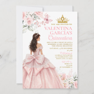 Blush Pink Floral Quinceañera Invitation Einladung