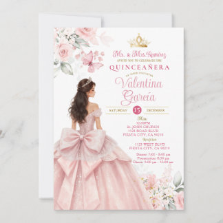 Blush Pink Floral Quinceañera Invitation Einladung