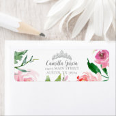 Blush Pink Floral Quinceañera Tiara Rücksendeadres (Insitu)