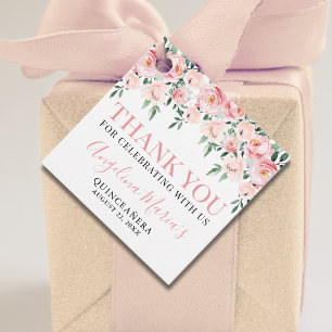 Blush Pink Floral Quinceañera Vielen Dank für Ihr Geschenkanhänger