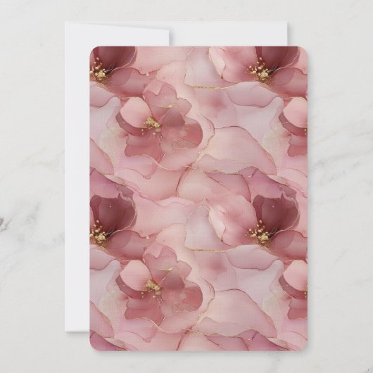 Blush Pink Floral Romantische Hochzeit Einladung (Rückseite)