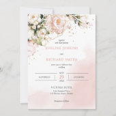 Blush Pink Floral Rose Boho Hochzeit Einladung (Vorderseite)