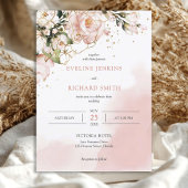 Blush Pink Floral Rose Boho Hochzeit Einladung