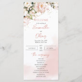 Blush Pink Floral Rose Boho Hochzeit Zeremonie Programm (Vorderseite)