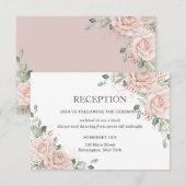 Blush Pink Floral Rose Gold Wedding Reception Begleitkarte (Vorne/Hinten)