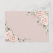Blush Pink Floral Rose Gold Wedding Reception Begleitkarte (Rückseite)