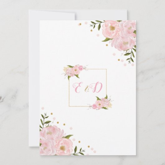 Blush Pink Floral Rose Peonies Geometric Wedding Einladung (Rückseite)
