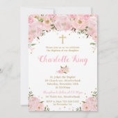 Blush Pink Floral Rose Taufe Christening Einladung (Vorderseite)