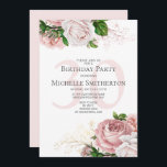 Blush Pink Floral Rose Weiß 30. Geburtstag Einladung<br><div class="desc">Elegante moderne botanische rot-rosa Aquarellblüte (Rose) und Grün auf dem weißen Garten-Thema 30. Geburtstag Party Einladung. Text,  Schriftart,  Schriftart und Farbe sind vollständig anpassbar,  sodass diese Karte auf Ihren Anzug angepasst werden kann.</div>