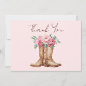 Blush Pink Floral Rustic Cowboy Boots Thank You Dankeskarte (Vorderseite)
