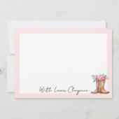 Blush Pink Floral Rustic Cowboy Boots Thank You Dankeskarte (Rückseite)