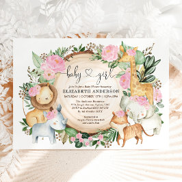 Blush Pink Floral Safari Jungle Wild Baby Dusche Einladung