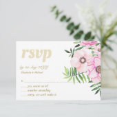 Blush Pink Floral Sage Blätter Budget Hochzeit RSVP Karte (Stehend Vorderseite)