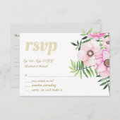 Blush Pink Floral Sage Blätter Budget Hochzeit RSVP Karte (Vorne/Hinten)