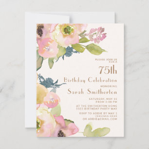 Blush Pink Floral Sage Green Blätter 75. Geburtsta Einladung