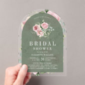 Blush Pink Floral Sage Green Bridal Shower Acryleinladungen (Insitu (Handheld))