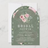 Blush Pink Floral Sage Green Bridal Shower Einladung (Vorderseite)