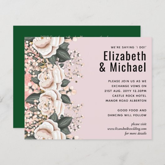 Blush Pink Floral Sage Hochzeitbudget (Vorne/Hinten)