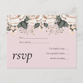 Blush Pink Floral Sage Hochzeitbudget Einladungspostkarte