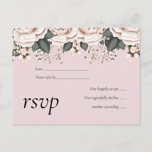 Blush Pink Floral Sage Hochzeitbudget Einladungspostkarte (Vorderseite)