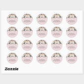 Blush Pink Floral Sage Hochzeitbudget Runder Aufkleber (Blatt)