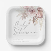 Blush Pink Floral Schöne Babydusche Pappteller (Vorderseite)