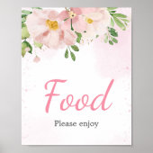 Blush Pink Floral Spring Baby Dusche Nahrung Poster (Vorne)