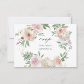 Blush Pink Floral & Succuled w Meal RSVP Karte (Vorderseite)
